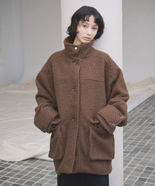 AIC. コート アウター 2WAYループツイードミドルコート レディース