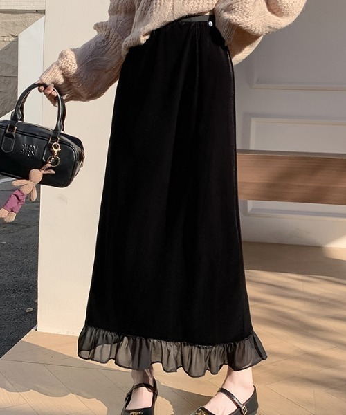アルチビオ ☆ バック裾プリーツ ベロアスカート アルチビオ ☆ バック