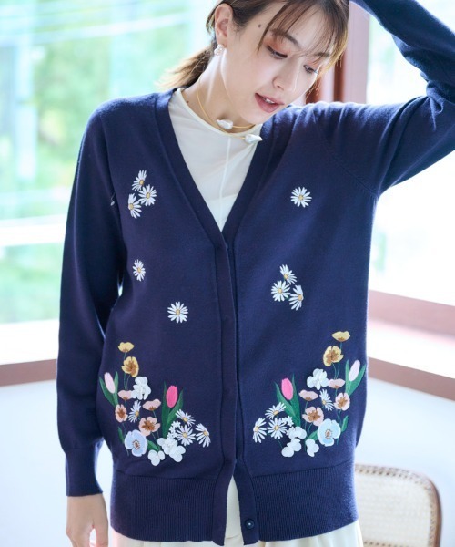 Chesty（チェスティ） カーディガン エンブロイダリーカーディガン