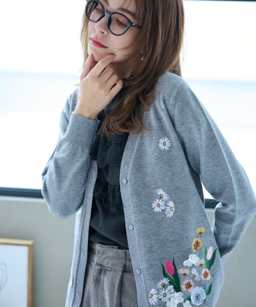 Chesty（チェスティ） カーディガン エンブロイダリーカーディガン