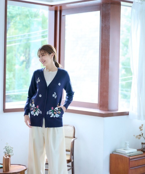Chesty（チェスティ） カーディガン エンブロイダリーカーディガン