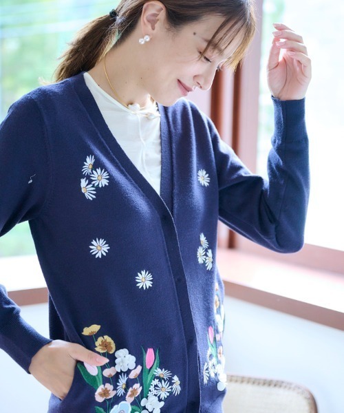 Chesty（チェスティ） カーディガン エンブロイダリーカーディガン