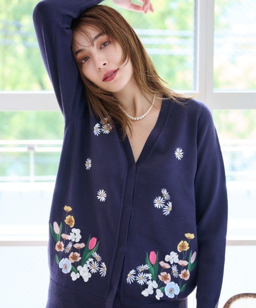 BRN☆Chestyカーディガン Chesty（チェスティ） カーディガン エンブロイダリーカーディガン