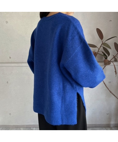 amini ニット セーター ボックスシルエットサイドスリットトップス 