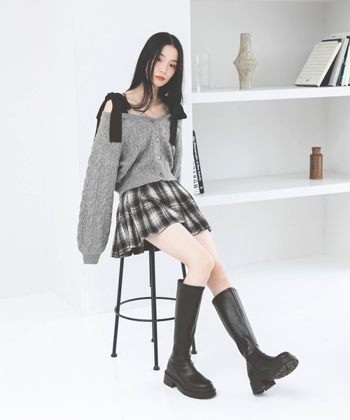 Heather（ヘザー） カーディガン 2WAYケーブルリボンカーディガン