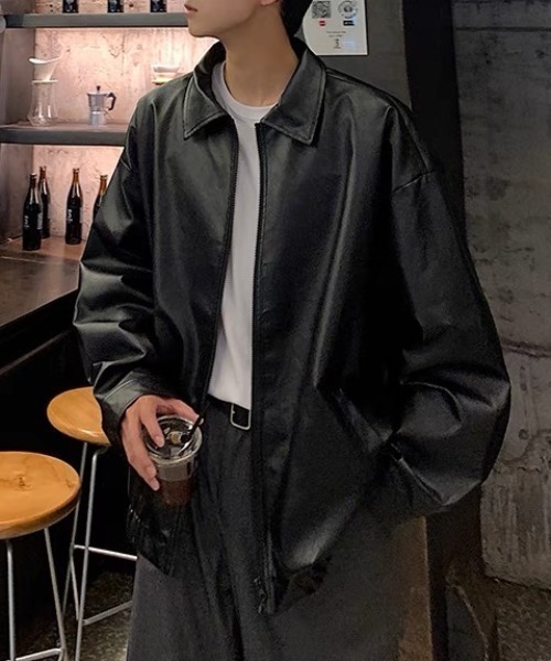 「SEN TOKYO」 レザーブルゾン L ブラック メンズ_画像8