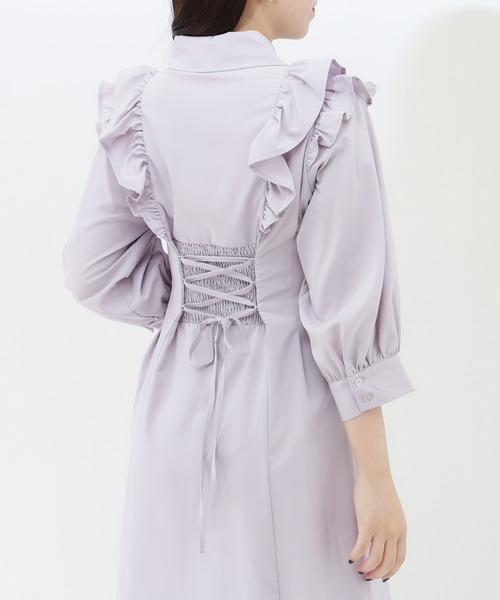 「ASTORIA ODIER」 シャツワンピース MEDIUM ラベンダー レディース_画像6