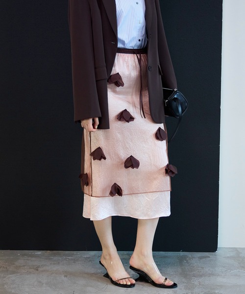 スカート Sheer Floral Layered Skirt/シアーフラワーレイヤードスカートの画像