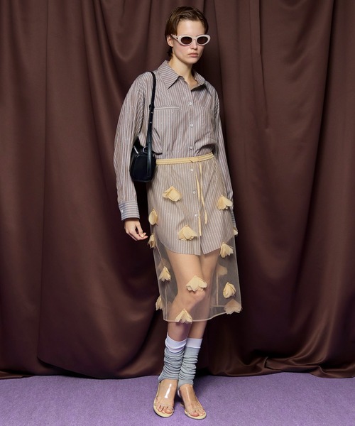 スカート Sheer Floral Layered Skirt/シアーフラワーレイヤードスカートの画像