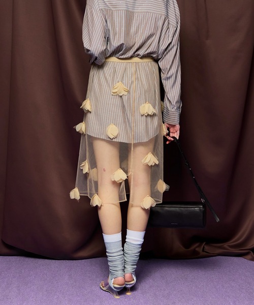 スカート Sheer Floral Layered Skirt/シアーフラワーレイヤードスカートの画像
