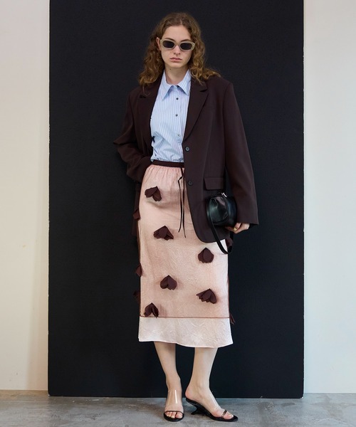 スカート Sheer Floral Layered Skirt/シアーフラワーレイヤードスカートの画像