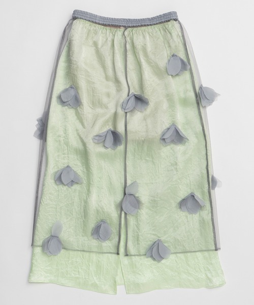 スカート Sheer Floral Layered Skirt/シアーフラワーレイヤードスカートの画像
