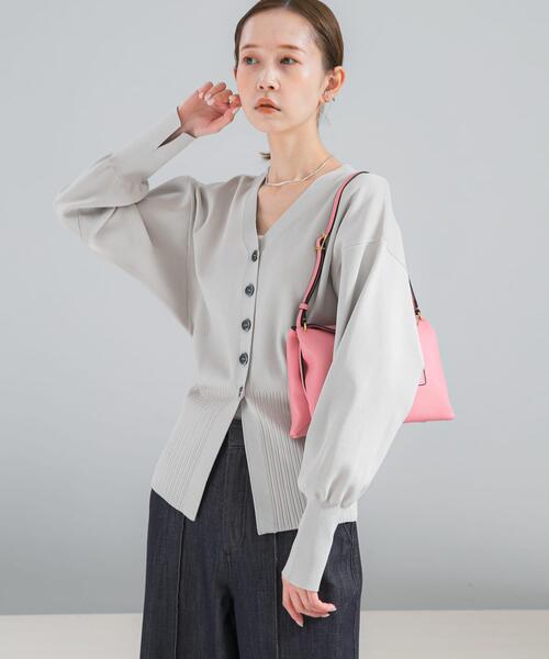 リブＶネックニットカーディガン カーディガン sheer lib v neck knit cardigan /シアー リブ Vネック
