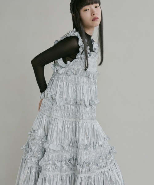 「PERNA」 ノースリーブワンピース LARGE ブルー レディースの画像