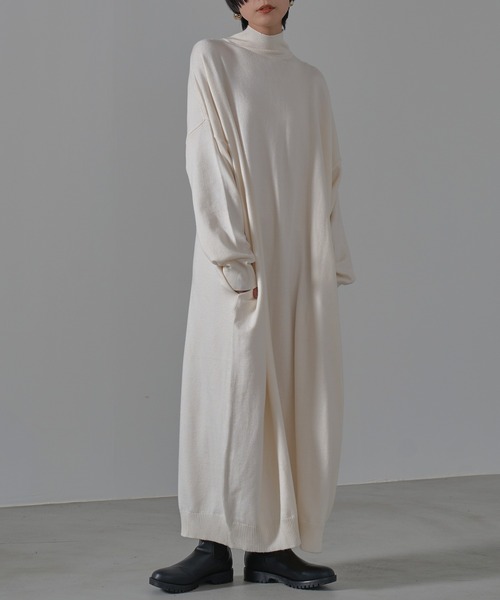 「HANNE」 ニットワンピース フリー アイボリー レディース_画像5