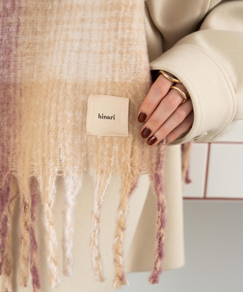 「hinari」 マフラー FREE チャコールグレー レディース_画像6