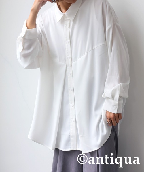 「antiqua」 長袖シャツ P ホワイト レディース_画像3