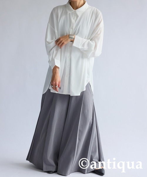 「antiqua」 長袖シャツ P ホワイト レディース_画像4