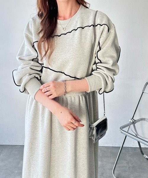 [FIRST MOOD] длинный рукав One-piece LARGE уголь женский 