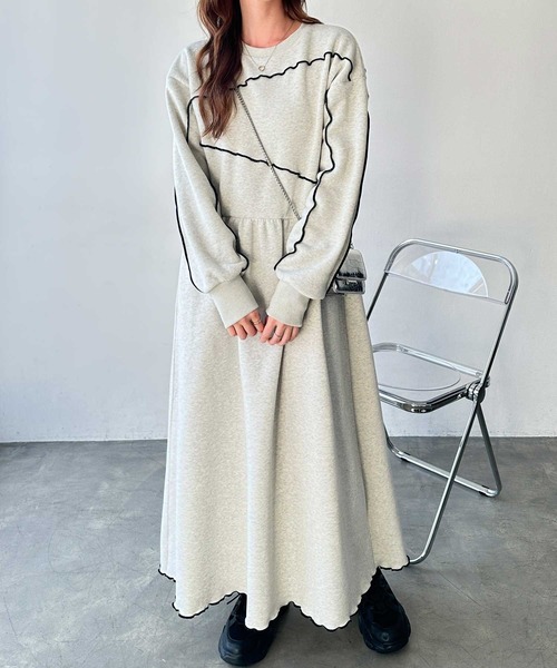 [FIRST MOOD] длинный рукав One-piece LARGE уголь женский 