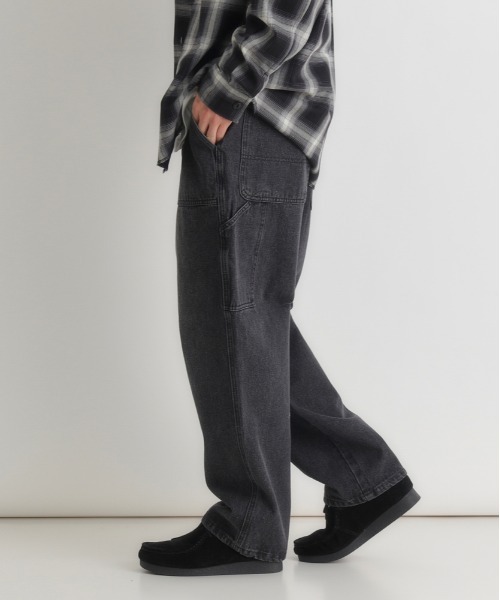 FAF ワイドデニム　ペインターパンツ BACK NUMBER ワイドパンツ ジーンズ 「BACK NUMBER」デニムペインター