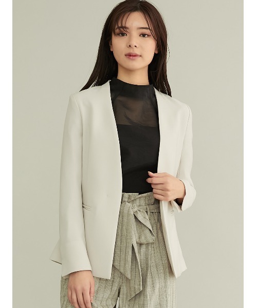 「TONAL」 ノーカラージャケット 38 モカ レディース_画像2