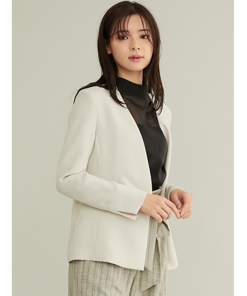 「TONAL」 ノーカラージャケット 38 モカ レディース_画像4