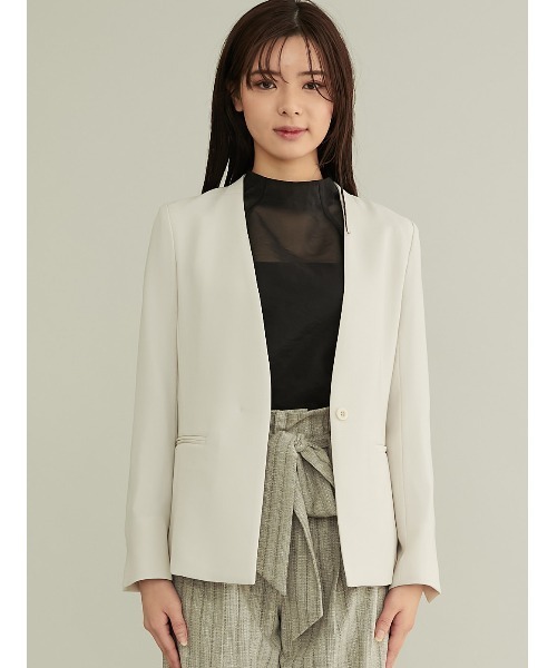 「TONAL」 ノーカラージャケット 38 モカ レディース_画像5