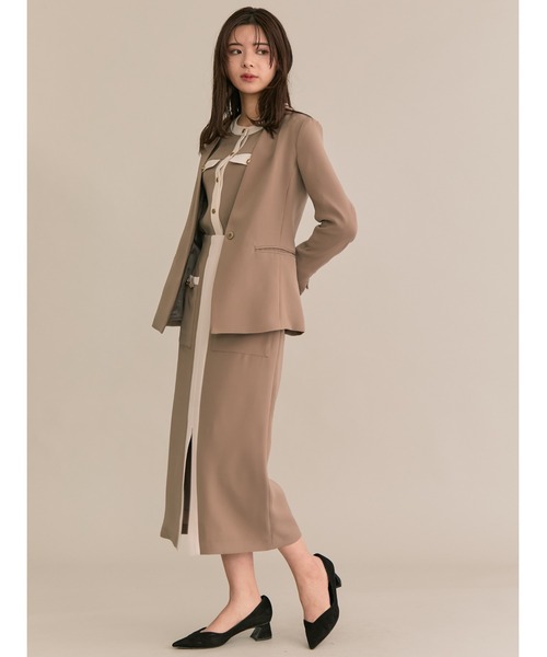 「TONAL」 ノーカラージャケット 38 モカ レディース_画像9