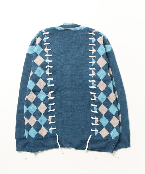 「WESTSEA」 ニットカーディガン L ブルー メンズ_画像2