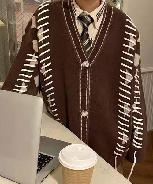 「WESTSEA」 ニットカーディガン L ブルー メンズ_画像5