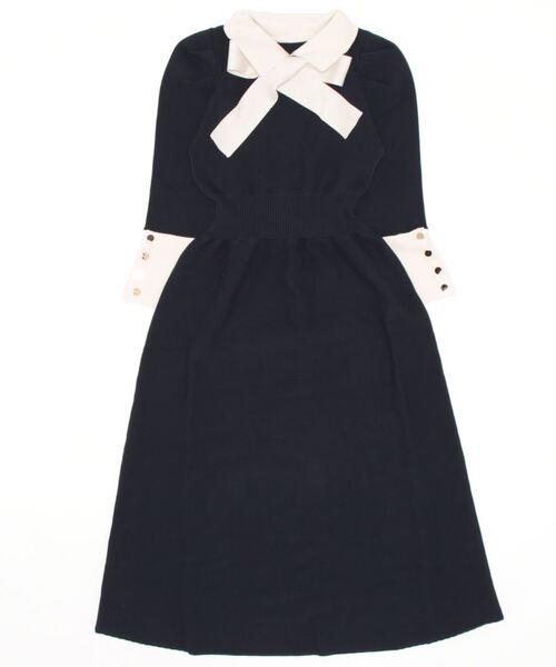 「31 Sons de mode」 ノースリーブワンピース 36 ネイビー レディース_画像2