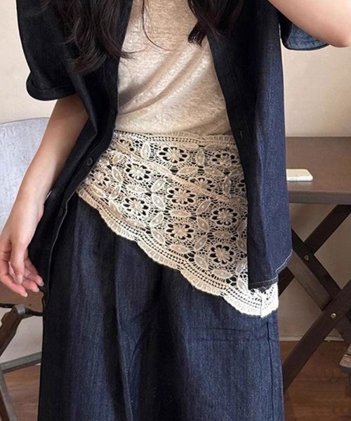 スカート 巻き方ひとつでコーデに表情が変わるクロシェレース