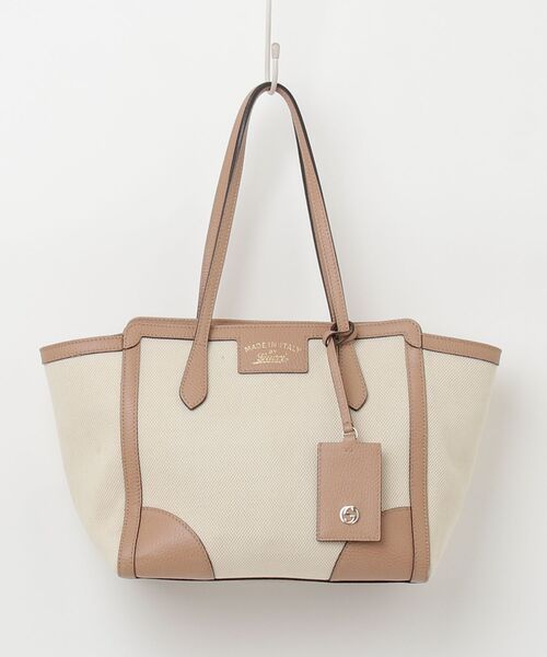GUCCI キャンバストートバッグ ポーチ付き GUCCI（グッチ） キャンバス レザー トートバッグ - ベージュ