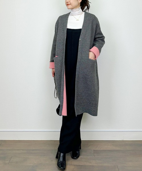 「PICCIN」 ニットカーディガン M ベージュ レディース_画像3