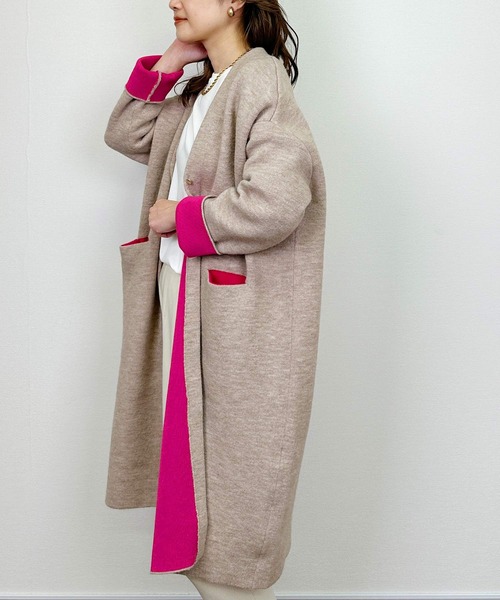 「PICCIN」 ニットカーディガン M ベージュ レディース_画像9