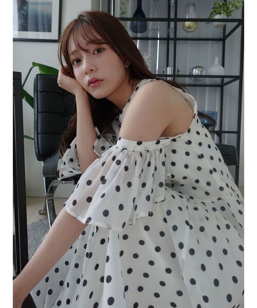 ワンピース 3WAYシアードットプリントギャザーフレアワンピース 「夏服」の画像