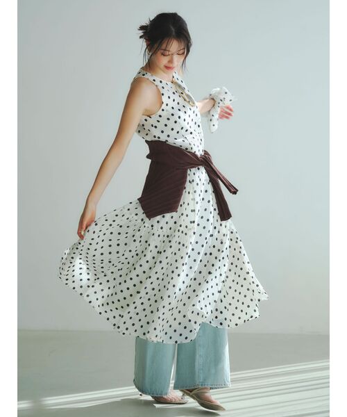 ワンピース 3WAYシアードットプリントギャザーフレアワンピース 「夏服」の画像
