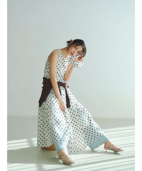 ワンピース 3WAYシアードットプリントギャザーフレアワンピース 「夏服」の画像