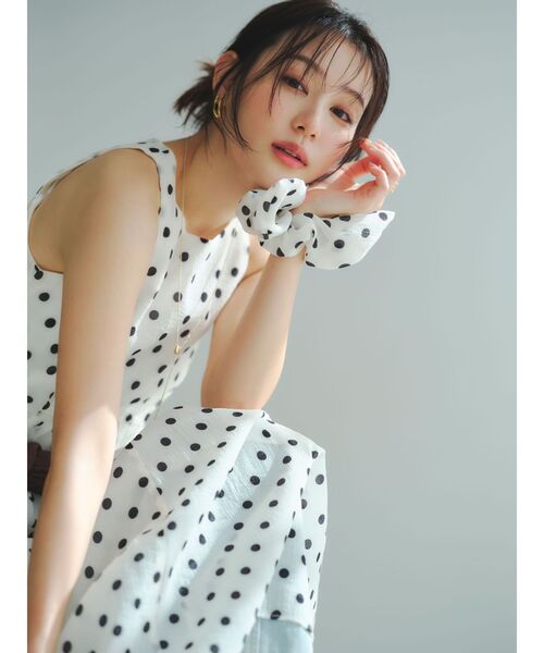 ワンピース 3WAYシアードットプリントギャザーフレアワンピース 「夏服」の画像