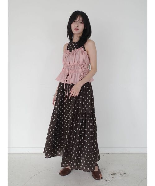 ワンピース 3WAYシアードットプリントギャザーフレアワンピース 「夏服」の画像