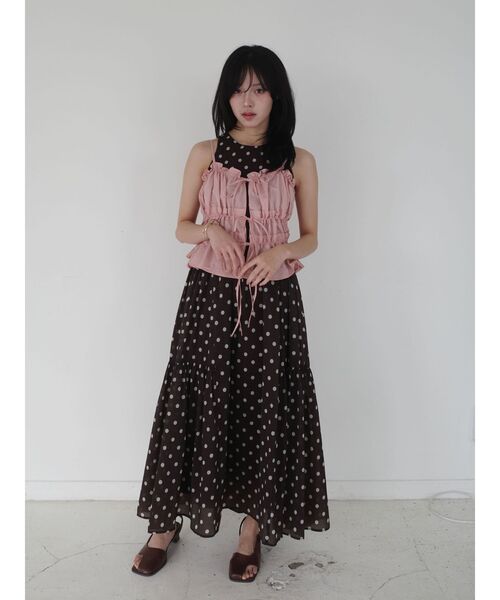 ワンピース 3WAYシアードットプリントギャザーフレアワンピース 「夏服」の画像