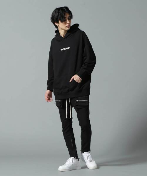 「WHITELAND」 プルオーバーパーカー LARGE ブラック メンズ_画像5