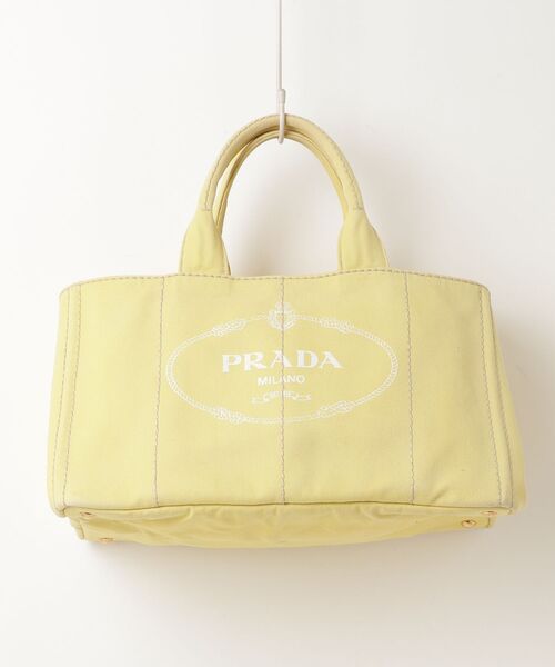 PRADA CANAPA トートバッグ　プラダカナパ　イエロー　Ｍサイズ PRADA（プラダ） カナパ トートバッグ - イエロー レディース