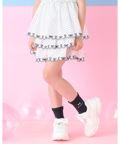 mezzo piano パンツ カットワーク刺しゅう 段々キュロットスカート