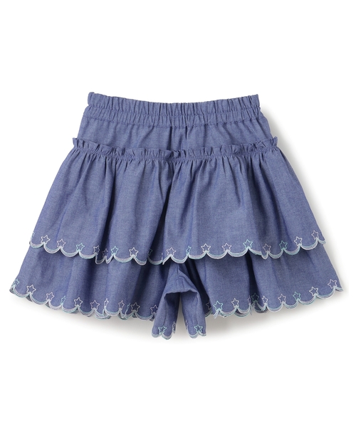 mezzo piano パンツ カットワーク刺しゅう 段々キュロットスカート