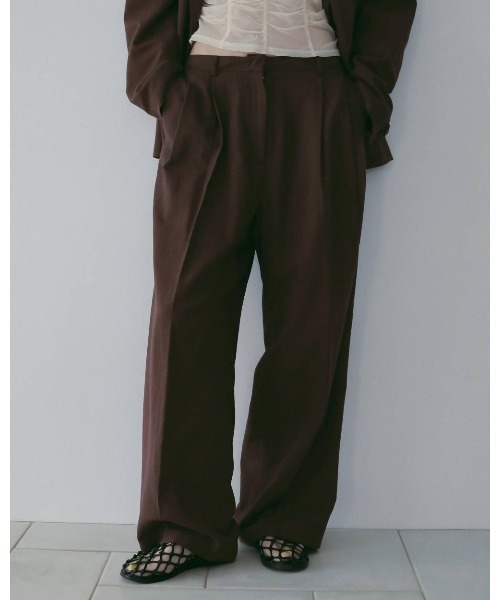 ワイドパンツ パンツ Linen Tuck Pants 62610706 レディース