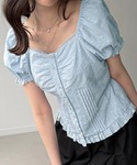 ブラウス シャツ 半袖 レースフリルピンタック...の詳細画像5
