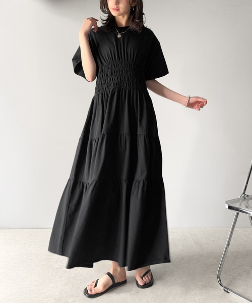 「classicalelf」 半袖ワンピース LARGE ブラック レディース_画像3