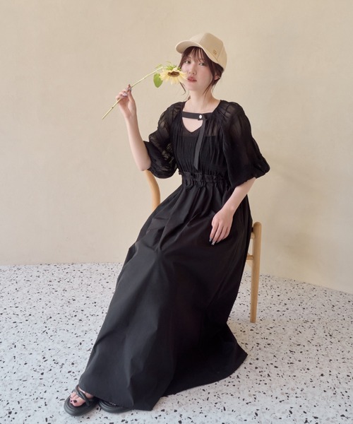 「mellowneon」 7分袖ワンピース MEDIUM ブラック レディース_画像9